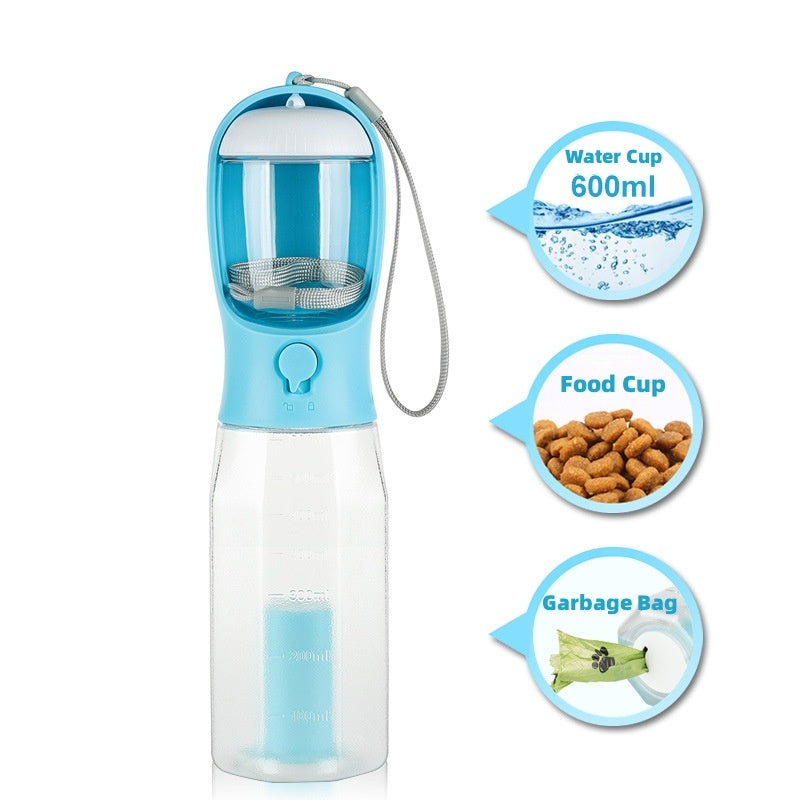 3 In 1 Portable Water Bottle - Food Feeder - Poop Dispenser for Cat & Dog - TadeyPet